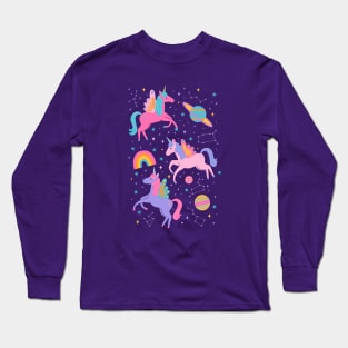 Space Unicorn - Neon Rainbow Long Sleeve T-Shirt